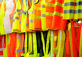 Collection of security reflective vests.