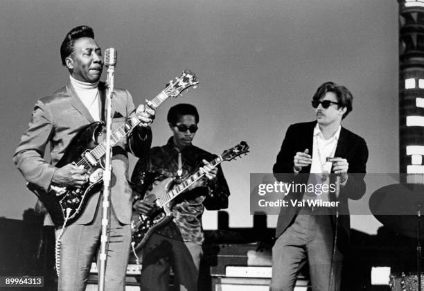 American blues musician and singer Muddy Waters in concert, circa 1960.