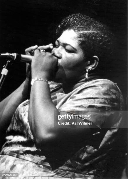 American R&B singer and songwriter Big Mama Thornton in concert, circa 1965.