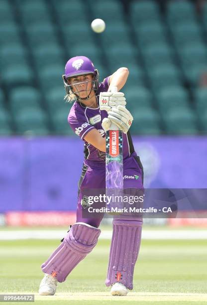 Lauren Winfield of the Hurricanes bats during the Women's Big Bash League match between the Hobart Hurricanes and the Sydney Thunder at University of...