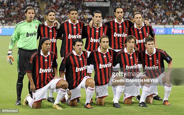Milan team players goalkeeper Marco Storari, Brazilian forward Pato, Brazilian defender Thiago Silva, Italian defender Gianluca Zambrotta, Italian...
