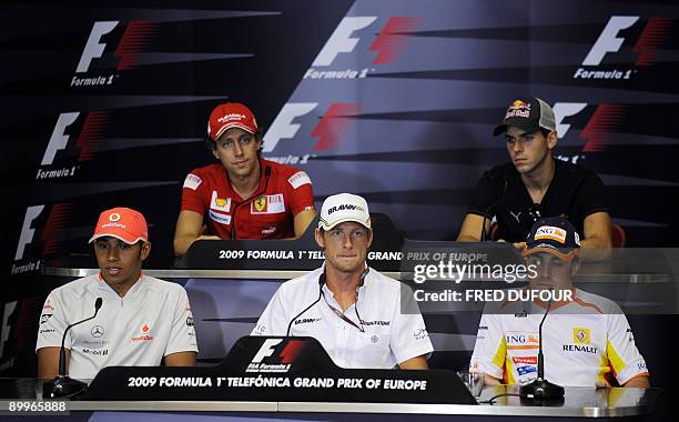 McLaren Mercedes' British driver Lewis Hamilton, Ferrari's Italian driver Luca Badoer, Brawn GP's British driver Jenson Button, Toro Rosso's Spanish...