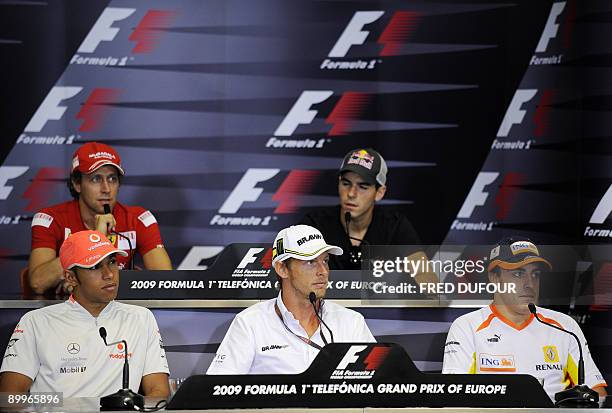 McLaren Mercedes' British driver Lewis Hamilton, Ferrari's Italian driver Luca Badoer, Brawn GP's British driver Jenson Button, Toro Rosso's Spanish...