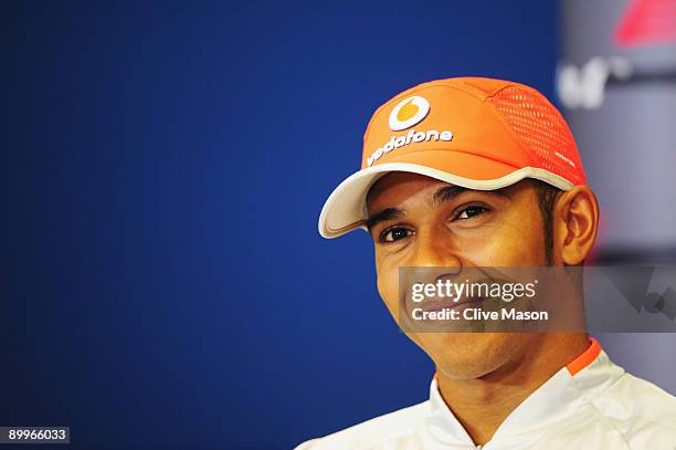 Lewis Hamilton of Great Britain and McLaren Mercedes attends the drivers press conference during previews to the European Formula One Grand Prix at...