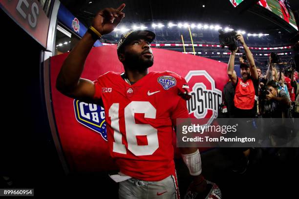 Barrett of the Ohio State Buckeyes walks off the field after the Ohio State Buckeyes beat the USC Trojans 24-7 during the Goodyear Cotton Bowl...