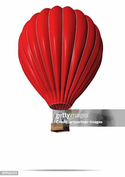 red hot-air balloon - red balloons stock pictures, royalty-free photos & images