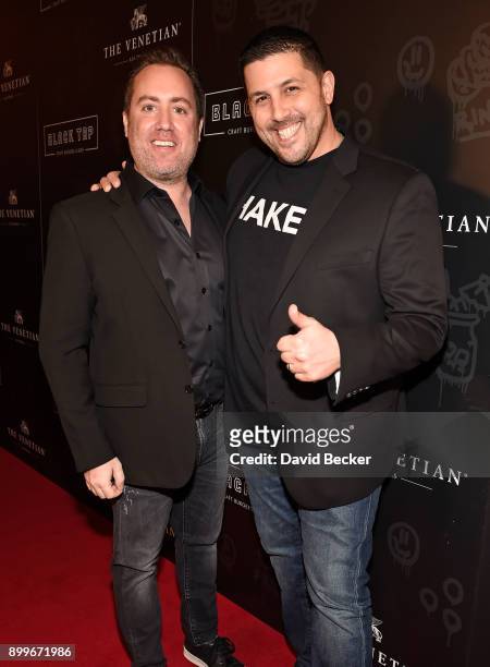 Co-owners Chris Barish and Joe Isidori attend the grand opening of Black Tap Craft Burgers & Beer at The Venetian Las Vegas on December 29, 2017 in...