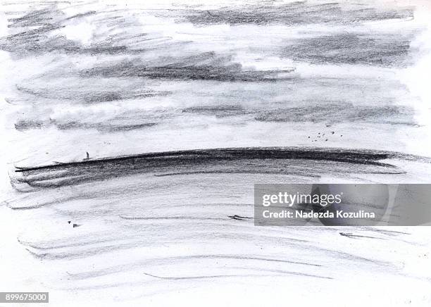 charcoal landscape drawing in nida, lithuania - charcoal drawing stock pictures, royalty-free photos & images