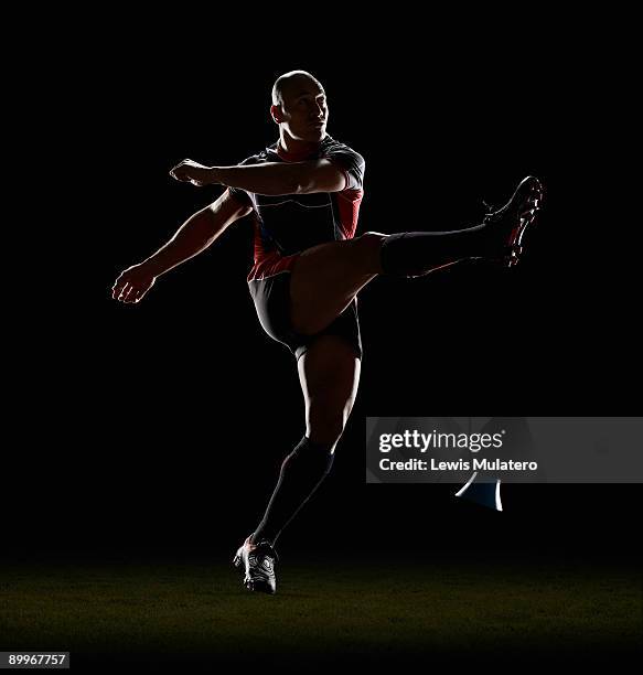 rugby player kicking conversion - rugby ball kick stock pictures, royalty-free photos & images