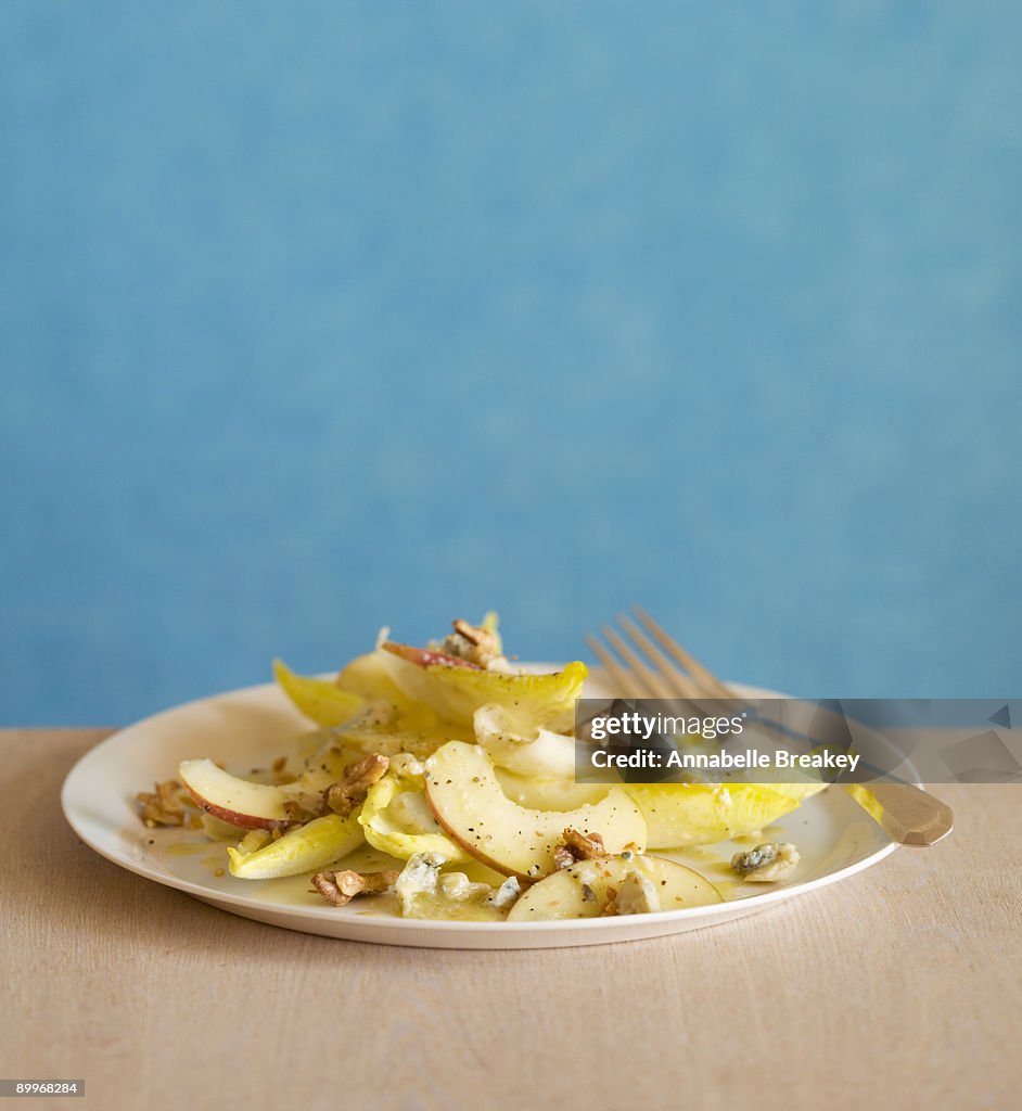 Apple, gorgonzola cheese and walnut salad