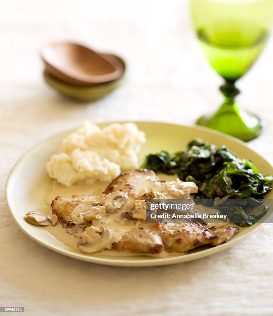 Veal scaloppine with mushroom marsala sauce