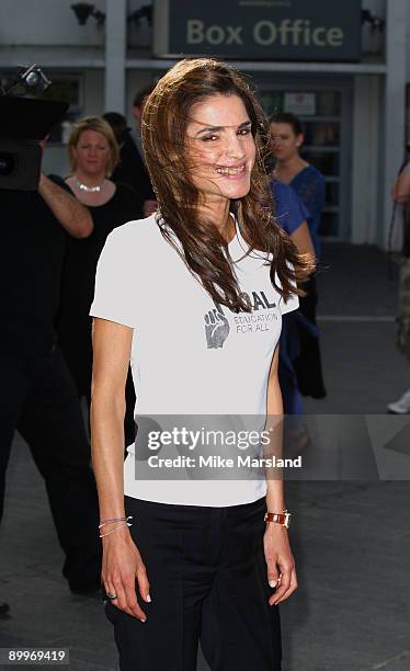 Queen Rania of Jordan attends the 1 Goal: Education For All launch at Wembley Stadium on August 20, 2009 in London, England.