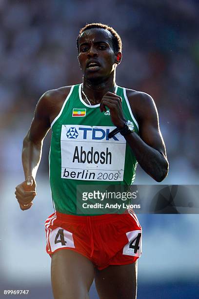Ali Abdosh of Ethiopia competes in the men's 5000 Metres Heats during day six of the 12th IAAF World Athletics Championships at the Olympic Stadium...
