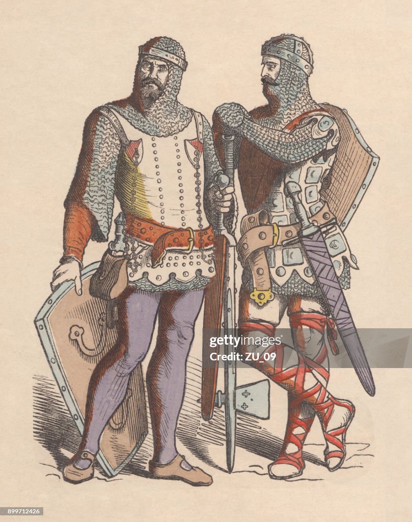 Kreuzfahrer, c. 13. Jahrhundert, handkolorierten Holzschnitt, veröffentlicht ca. 1880