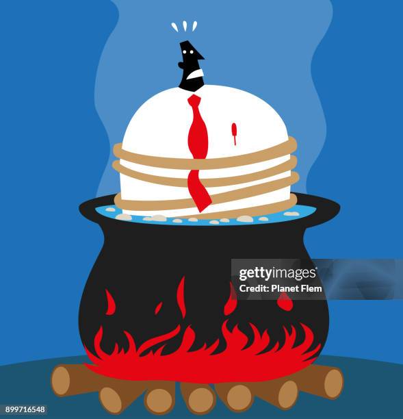 businessman in a bad situation - pressure cooker stock illustrations