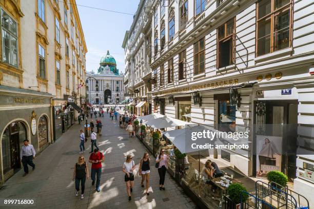 zona peatonal en la ciudad interior de viena - kohlmarkt street fotografías e imágenes de stock