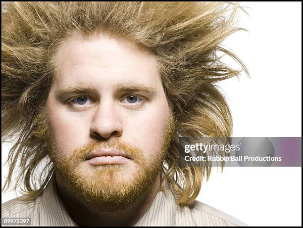 man with wild hair - hair standing on end stock pictures, royalty-free photos & images