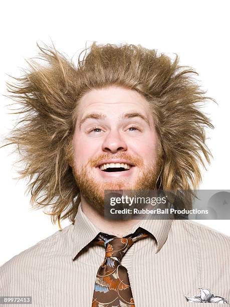 man with wild hair - hair standing on end stock pictures, royalty-free photos & images