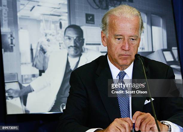 Vice President Joe Biden listens to health care professionals during a roundtable discussion on health insurance reform at Mt. Sinai Hospital August...