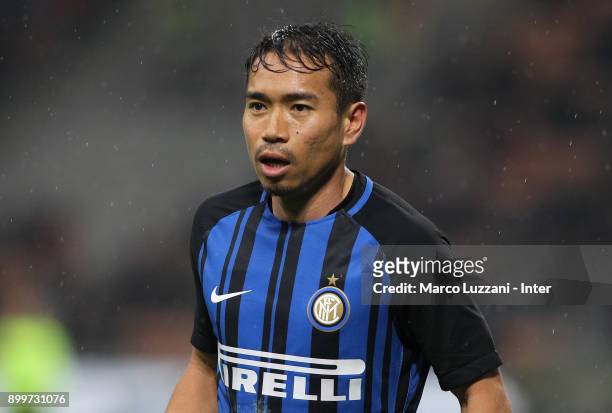 Yuto Nagatomo of FC Internazionale looks on during the TIM Cup match between AC Milan and FC Internazionale at Stadio Giuseppe Meazza on December 27,...