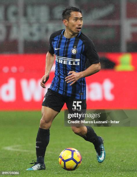 Yuto Nagatomo of FC Internazionale in action during the TIM Cup match between AC Milan and FC Internazionale at Stadio Giuseppe Meazza on December...