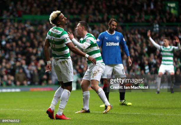 Scott Sinclair of Celtic reacts during the Scottish Premier League match between Celtic and Rangers at Celtic Park on December 30, 2017 in Glasgow,...