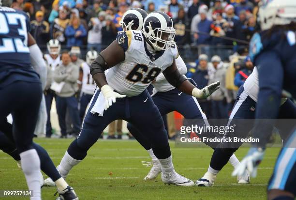 Jamon Brown of the Los Angeles Rams plays against the Tennessee Titans at Nissan Stadium on December 24, 2017 in Nashville, Tennessee.