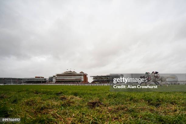 Tom Scudamore riding Daklondike clear the last to win The Betfred Mandarin Handicap Steeple Chase at Newbury racecourse on December 30, 2017 in...