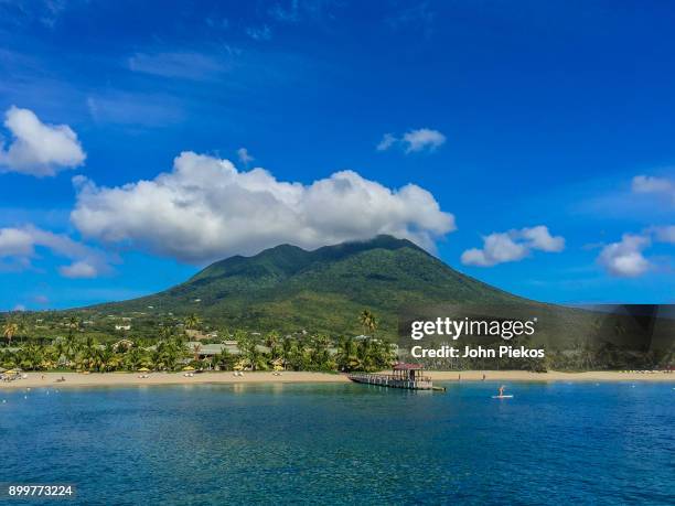 nevis peak as seen from the ocean - saint kitts and nevis stock pictures, royalty-free photos & images
