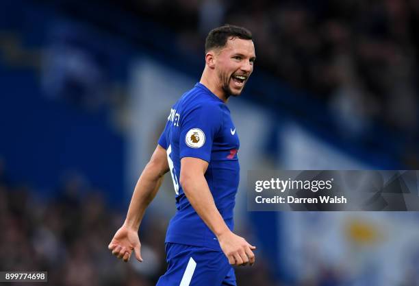 Danny Drinkwater of Chelsea celebrates scoring his team's second goal during the Premier League match between Chelsea and Stoke City at Stamford...