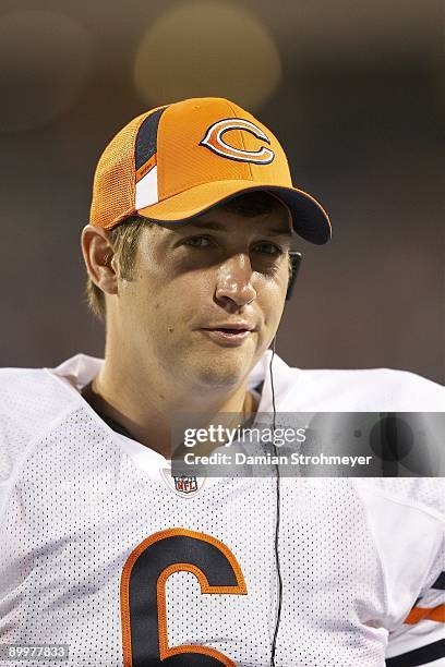 Closeup of Chicago Bears QB Jay Cutler during preseason game vs Buffalo Bills. Orchard Park, NY 8/15/2009 CREDIT: Damian Strohmeyer