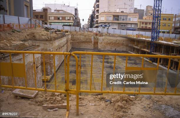 Construction works of a parking opposite the Guardamar del Segura's city hall