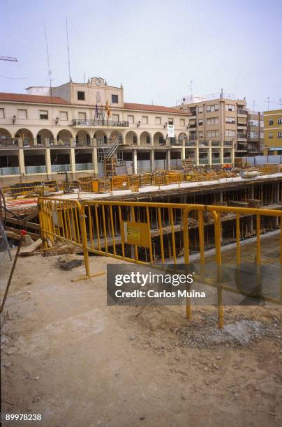 Construction works of a parking opposite the Guardamar del Segura's city hall