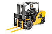 Forklift Truck, 3D rendering isolated on white background