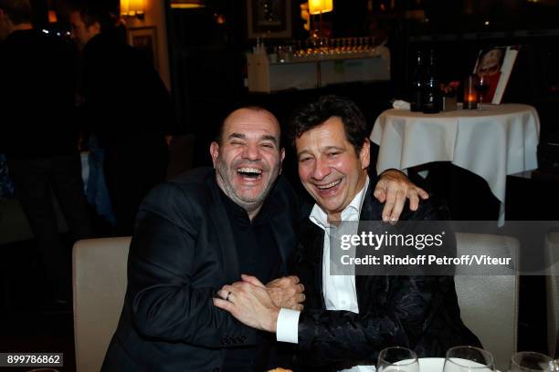 Producer Thierry Suc and Laurent Gerra celebrate Laurent Gerra 50th Anniversary at restaurant "Chez Francoise" on December 29, 2017 in Paris, France.