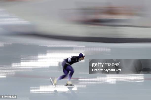 Masahito Obayashi competes in the Men's 10000m during day four of the Speed Skating PyeongChang Winter Olympics qualifier at the M Wave on December...