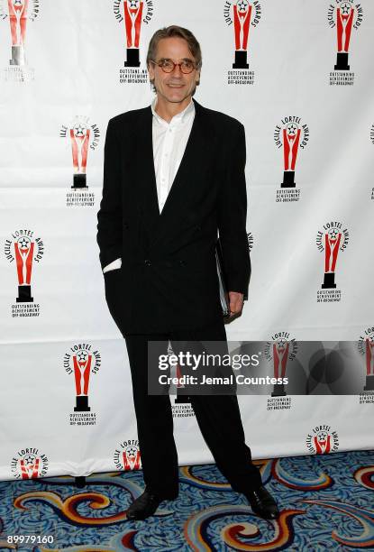 Actor Jeremy Irons attends the 2009 Lucille Lortel awards at the Broadway Ballroom at The Marriott Marquis on May 3, 2009 in New York City.