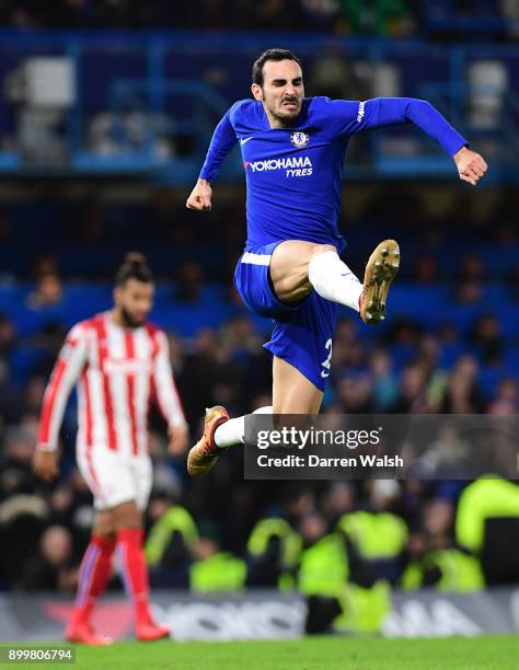 Davide Zappacosta of Chelsea celebrates after scoring his sides fifth goal during the Premier League match between Chelsea and Stoke City at Stamford...