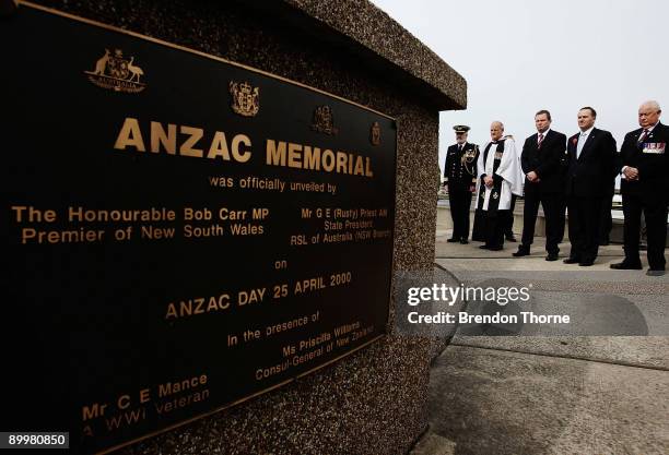 New Zealand Prime Minister John Key and Premier of NSW Nathan Rees lay a wreath at the Australian Soldier memorial statue on Anzac Bridge during the...