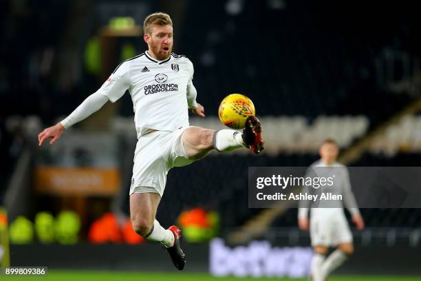 Fulham's Tim Ream during the Sky Bet Championship match between Hull City and Fulham at KCOM Stadium on December 30, 2017 in Hull, England.