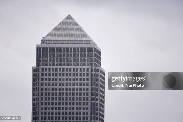One Canada Square buinding is pictured at Canary Wharf, London on December 30, 2017. One Canada Square, is the second tallest building in the United...
