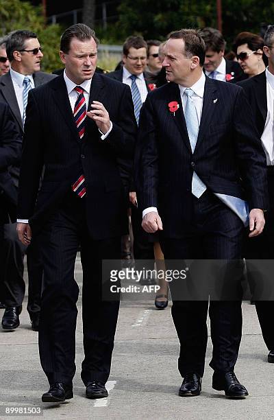 New Zealand Prime Minister John Key and and New South Wales Premier Nathan Rees chat after attending a memorial service at the commemorative soldier...
