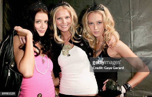 Models pose backstage ahead of the Hot In The City lingerie show at Rosemount Sydney Fashion Festival 2009 at Martin Place Collection Showroom on...