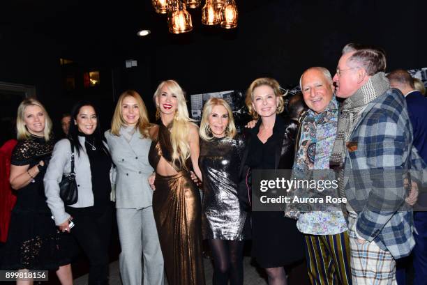 Guest, Cassandra Seidenfeld, Guest, Tracy Stern, Andrea Wernick, Guest, Ben Minchin and Montgomery Frazier attend Tracy Stern hosts holiday party at...