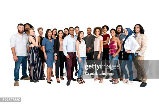 Grote groep multi-etnische mensen geïsoleerd Grote groep multi-etnische mensen geïsoleerd