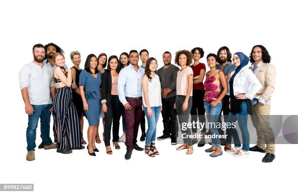 large group of multi-ethnic people isolated - multi-cultural minority groups stock pictures, royalty-free photos & images