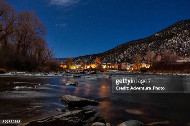 gypsum colorado eagle river dusk lights reflections - gypsum stock pictures, royalty-free photos & images