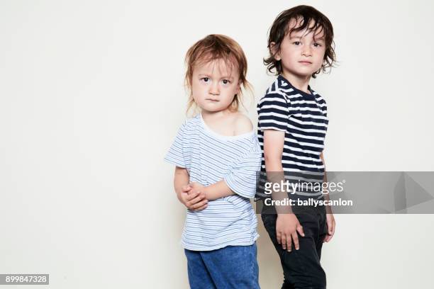 brothers, studio portrait - children only stock pictures, royalty-free photos & images