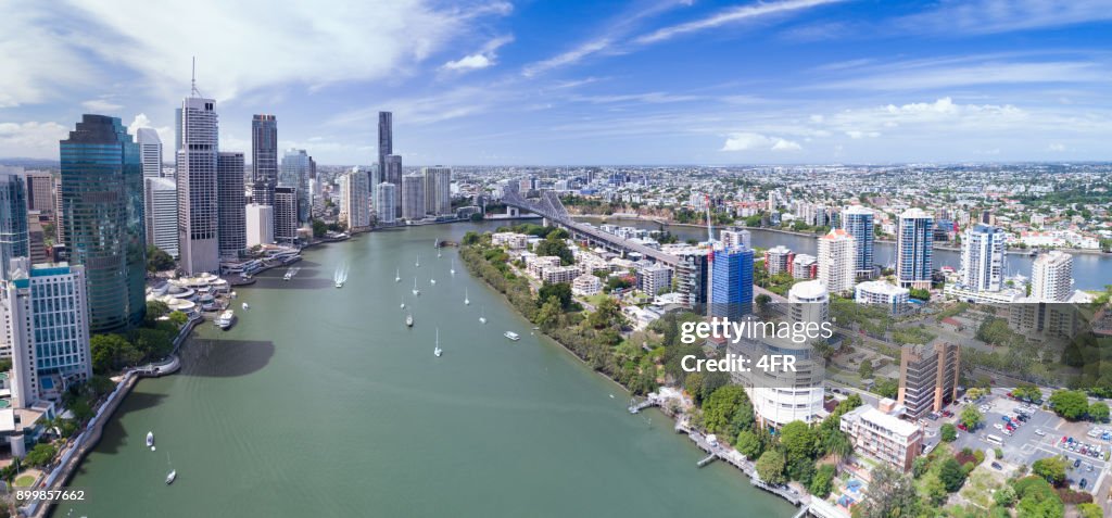 Brisbane Skyline, Aerial Panorama, Queensland, Australia