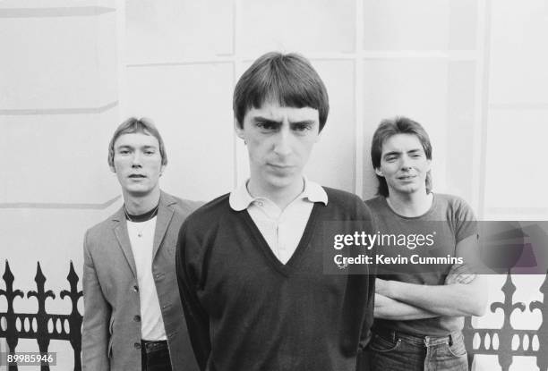 English rock group The Jam, London, 16th October 1979. Left to right: drummer Rick Buckler, singer Paul Weller and bassist Bruce Foxton.